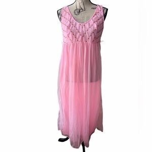Vintage 90’S SLUMBER SUZY DREAM WEAR Sleep Long Dress PJ Pink Women’s Size Large